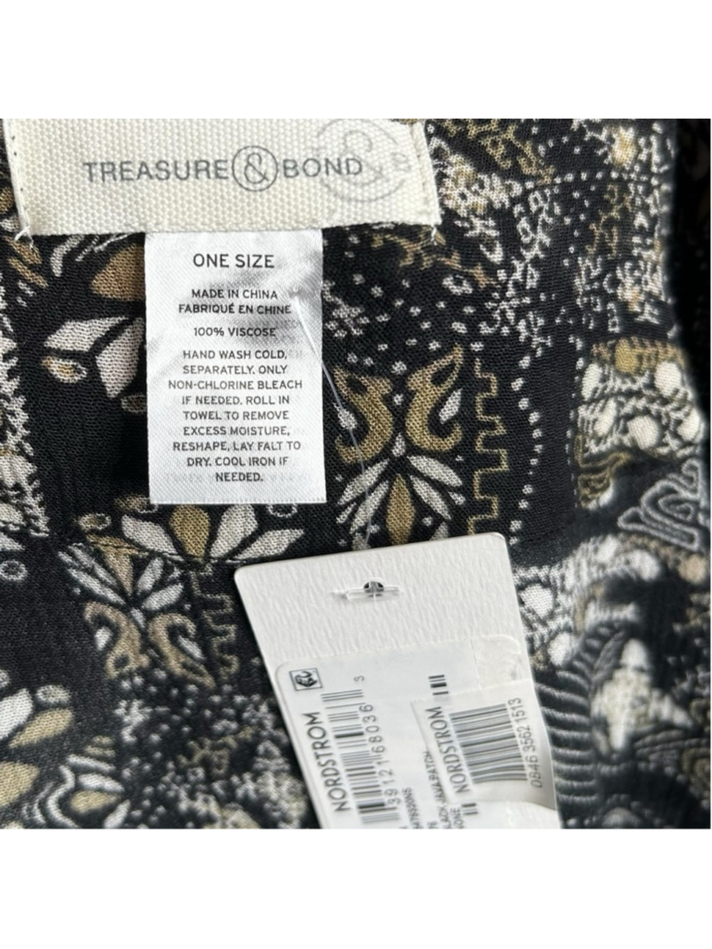 TREASURE & BOND Printed Woven Duster Kimono Swim Coverup Black Batik Patchwork - Picture 9 of 10
